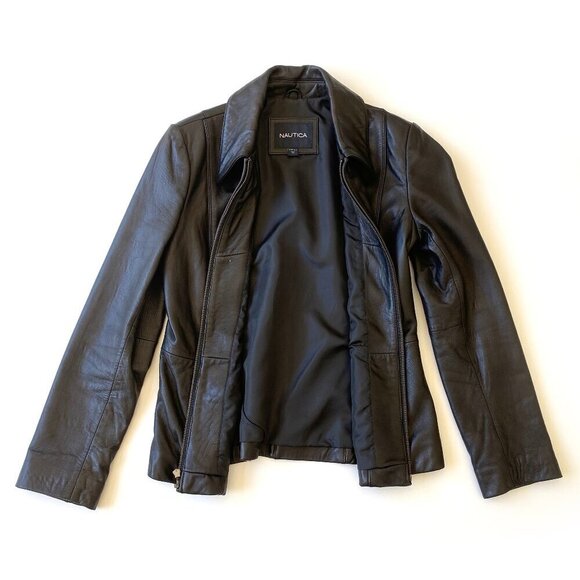Nautica Womens Black Soft Leather Jacket Size S - Picture 6 of 16